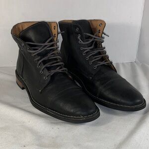 Cole Haan Mens Black Leather Lace-Up Ankle Boots